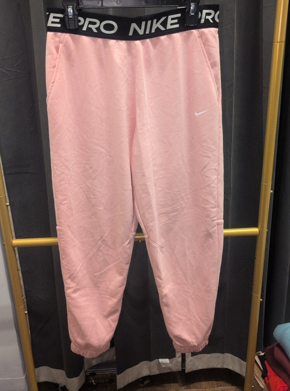 Nike Pro Women's Pink Fleece Jogger Pants Size XL